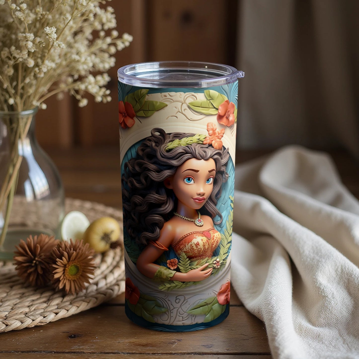 Floral Illustration Travel Tumbler for Hot and Cold Drinks