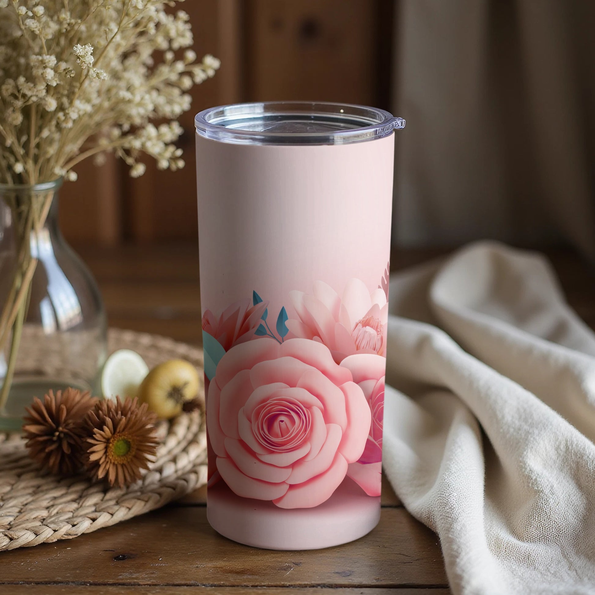 Elegant Pink and Pastel Floral Stainless steel tumbler