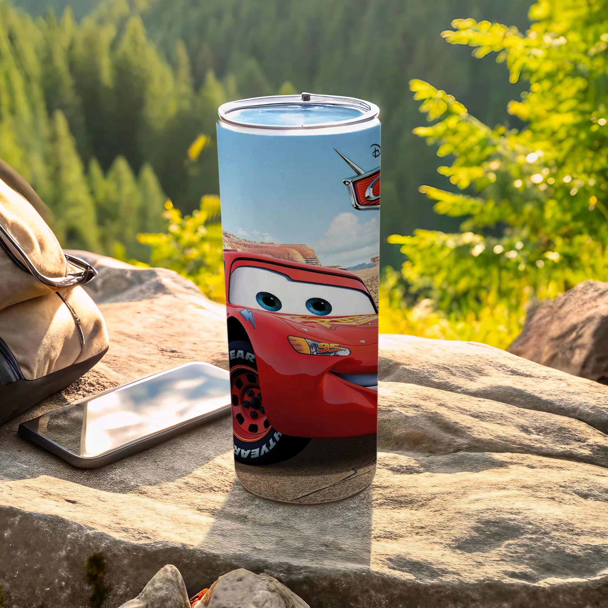 Cartoon Red Race Car Design Outdoor Tumbler Toy Gift