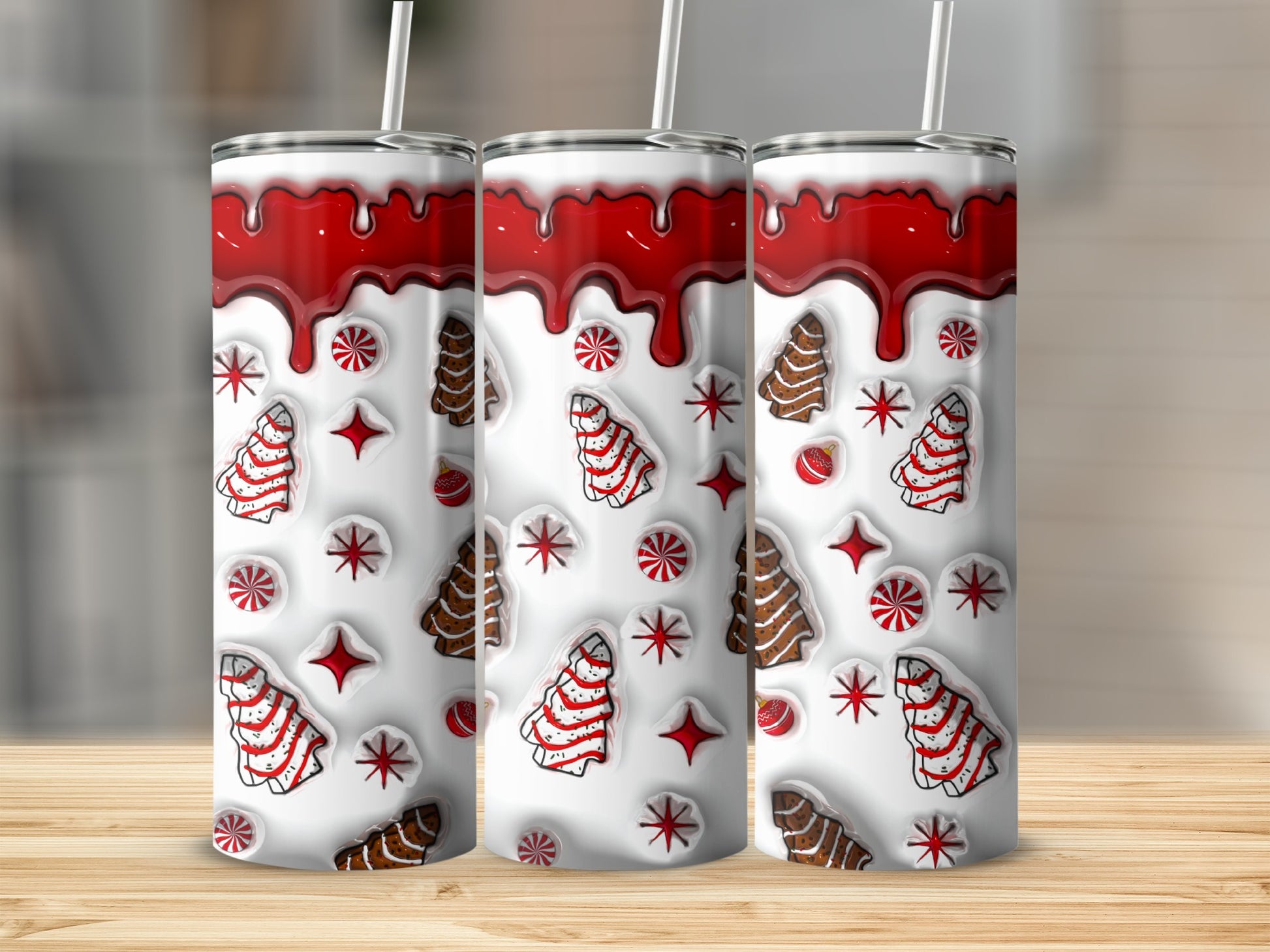 Festive Christmas Tree and Candy Pattern Tumbler Product