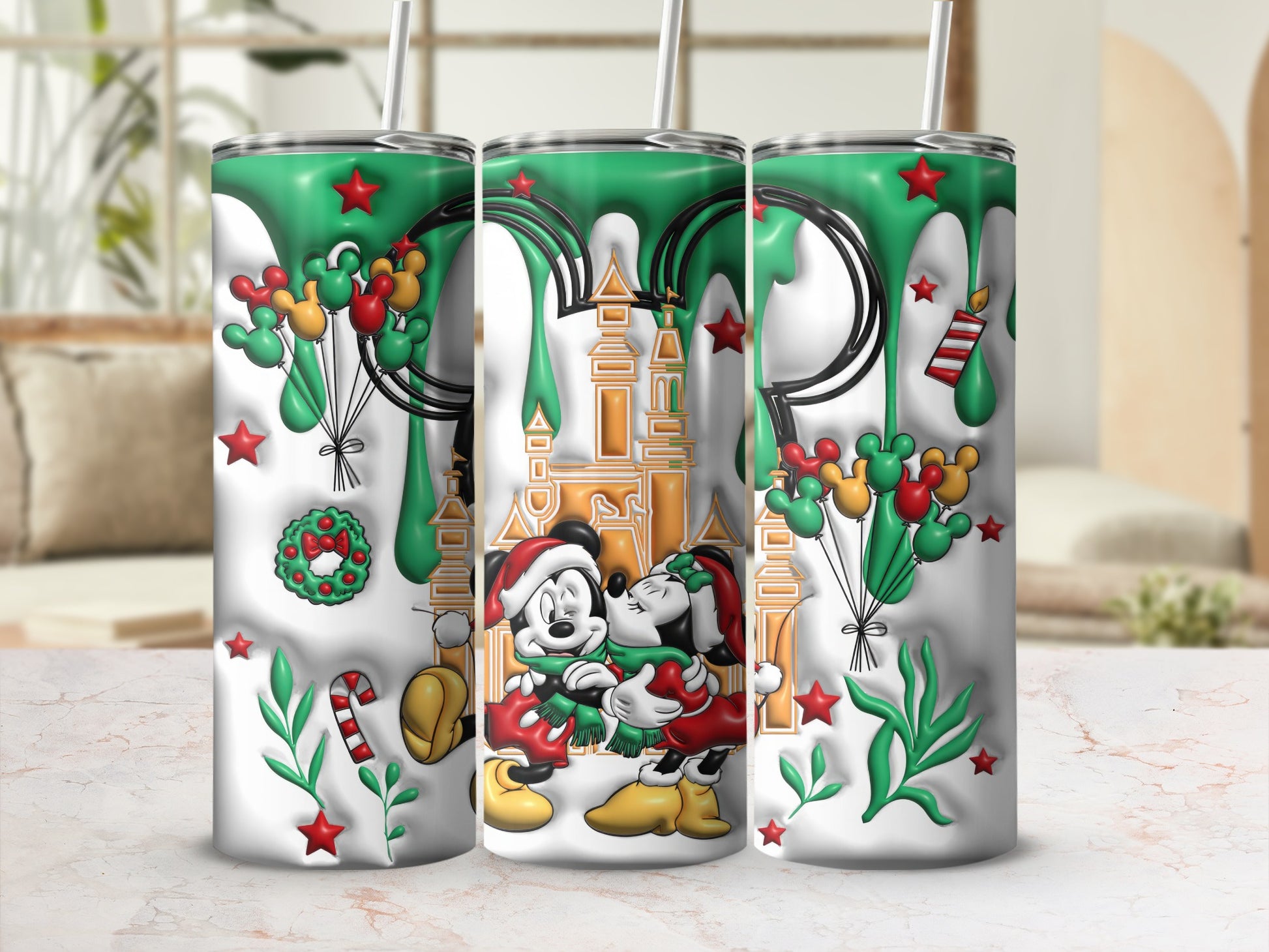 Festive Balloon Mickey Mouse Themed Tumbler