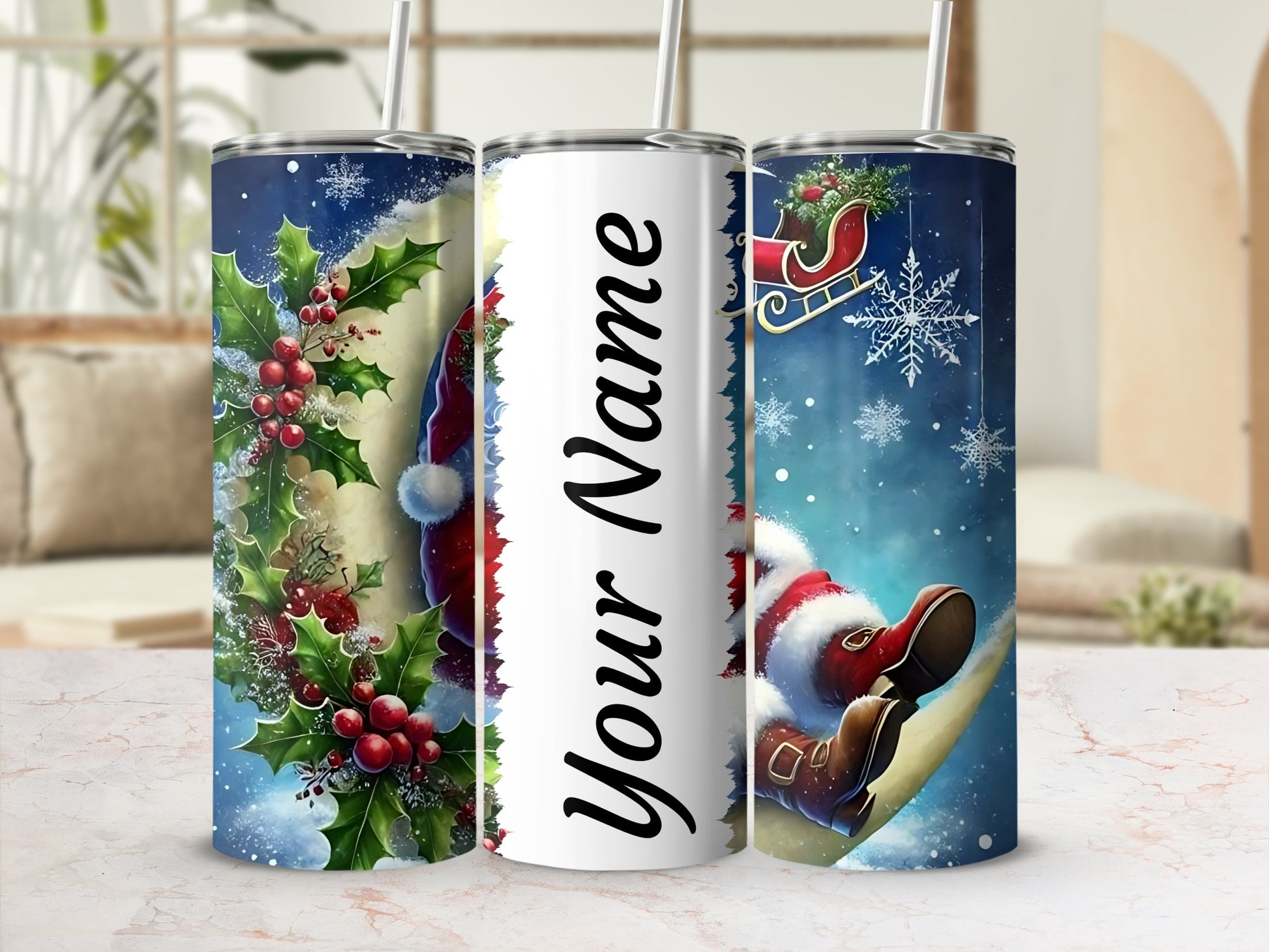 Personalized Christmas Themed Holiday Tumbler Cup
