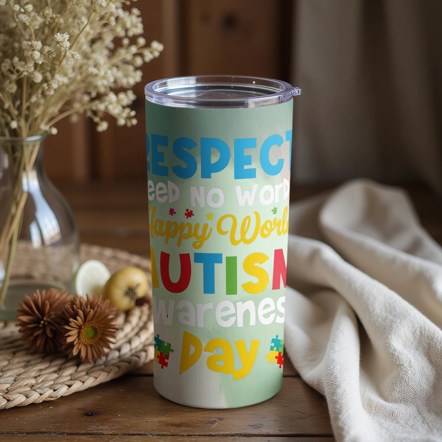 Autism Awareness Day Colorful Respect Message Cup