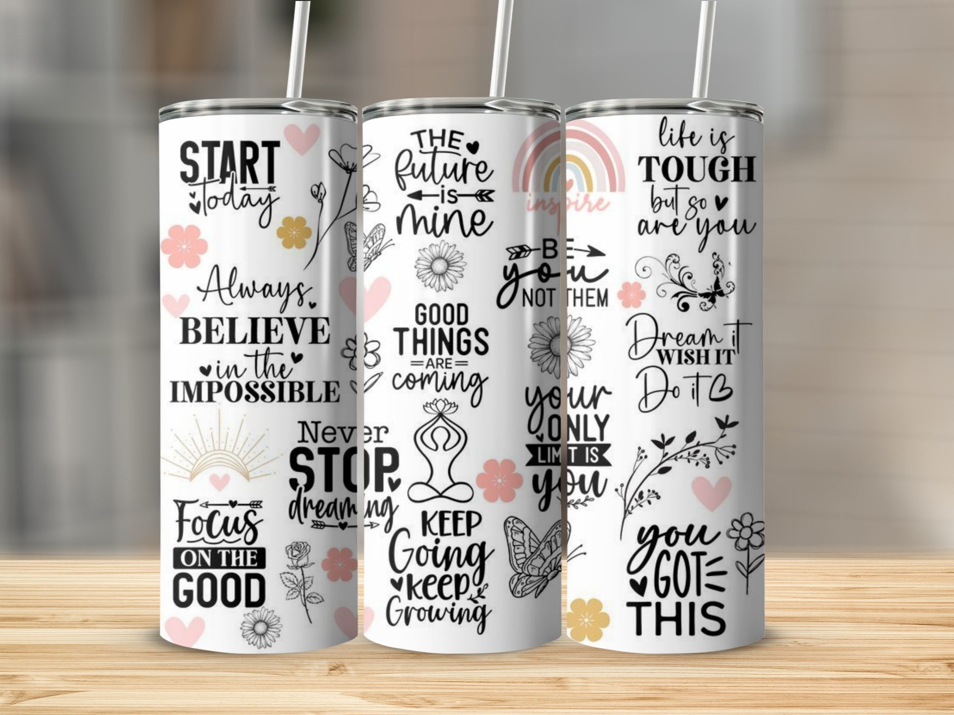 Motivational Quotes Insulated Tumbler Drinkware