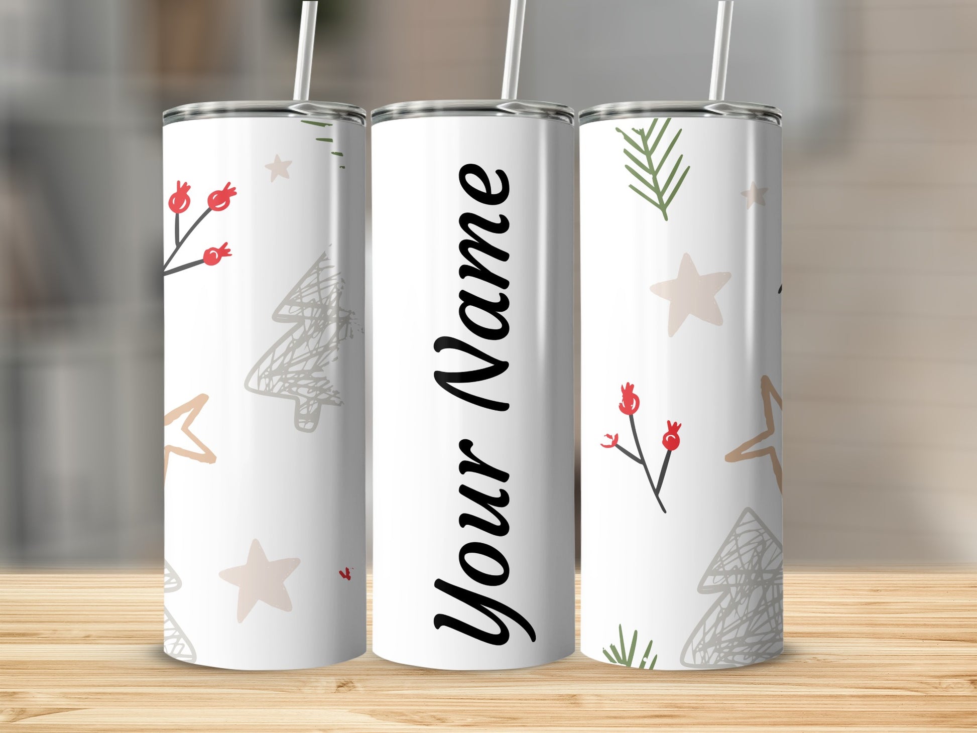 Custom Christmas-Themed Personalized Tumbler Cups