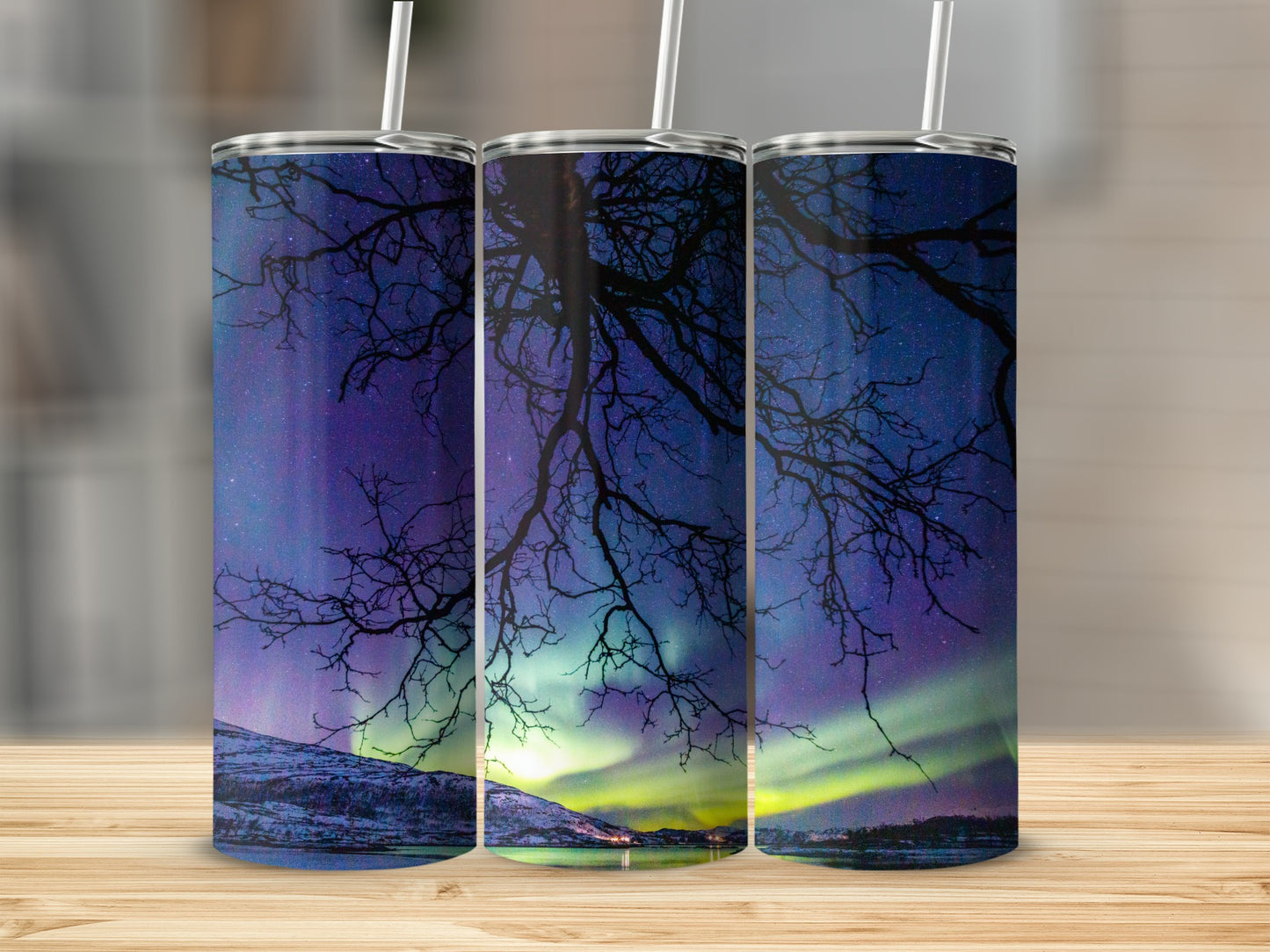 Northern Lights Night Sky Design Tumbler