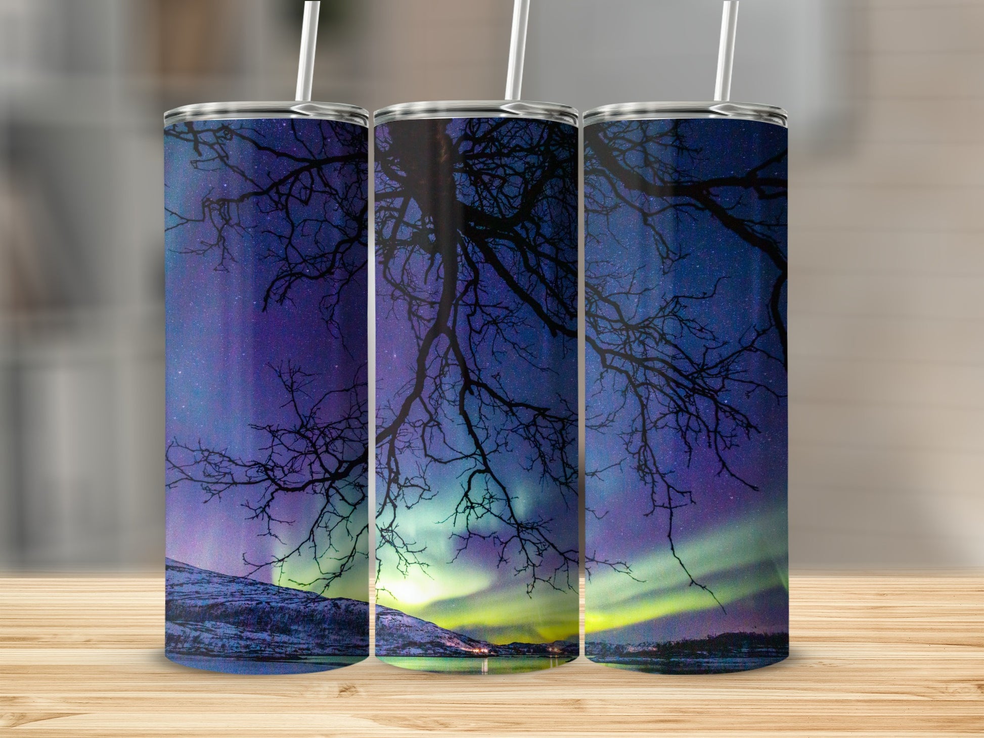 Northern Lights Night Sky Design Tumbler