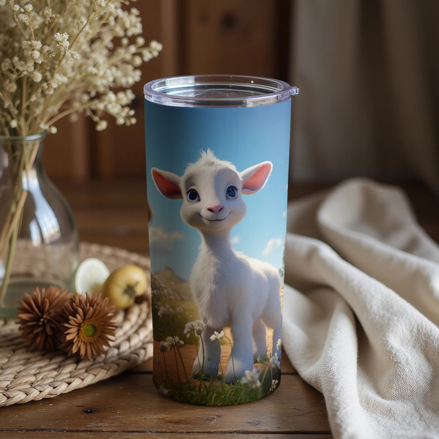 Adorable White Lamb Tumbler For Kids Or Animal Lovers