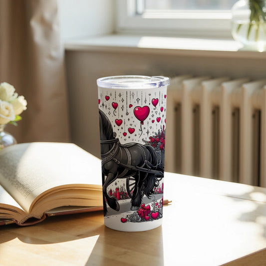 Heart-themed Horse Tumbler with Elegant Design