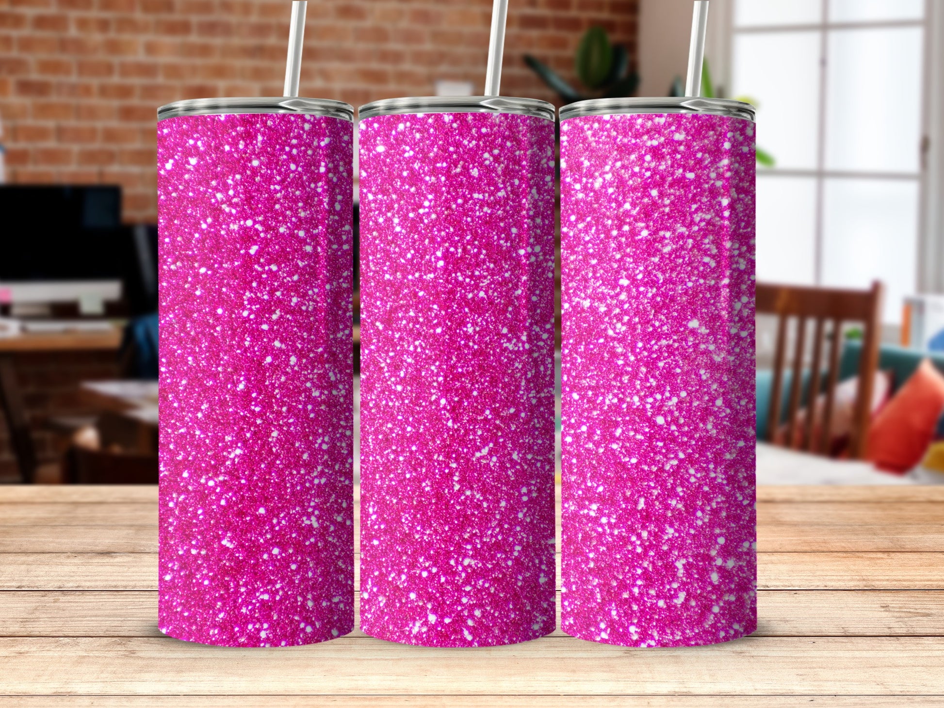 Sparkling Pink Glitter Tumbler for a Shimmering Drink