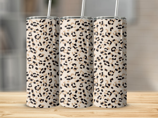 Leopard Print Tall Skinny Tumbler with Straws