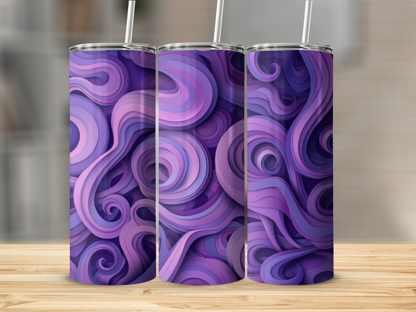 Purple and Pink Abstract Swirl Design Tumbler product