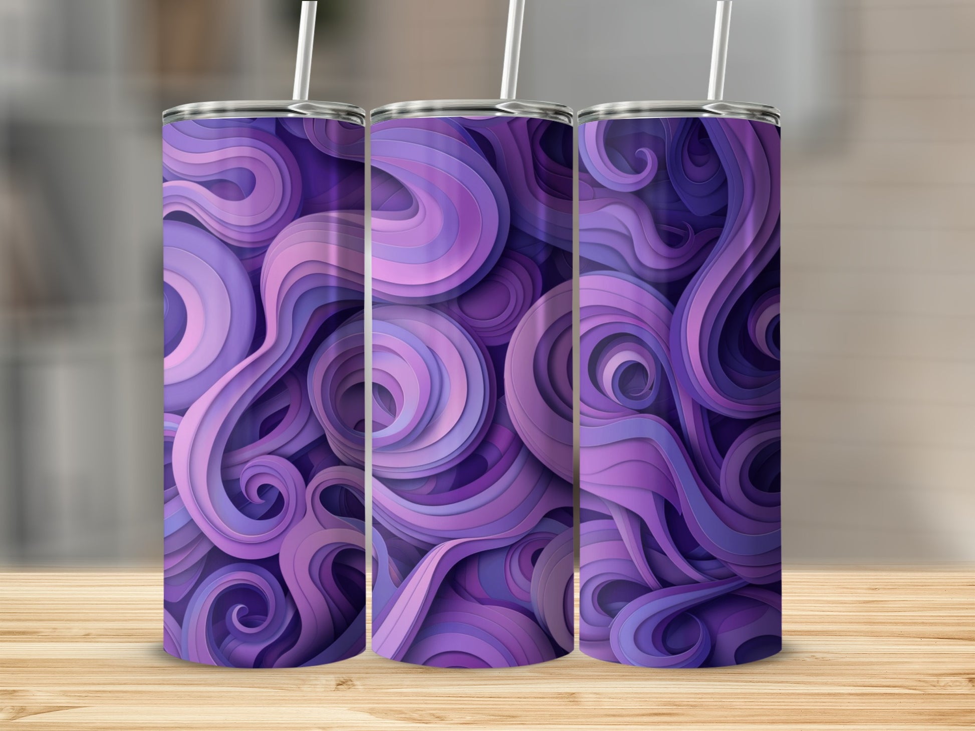 Purple and Pink Abstract Swirl Design Tumbler product