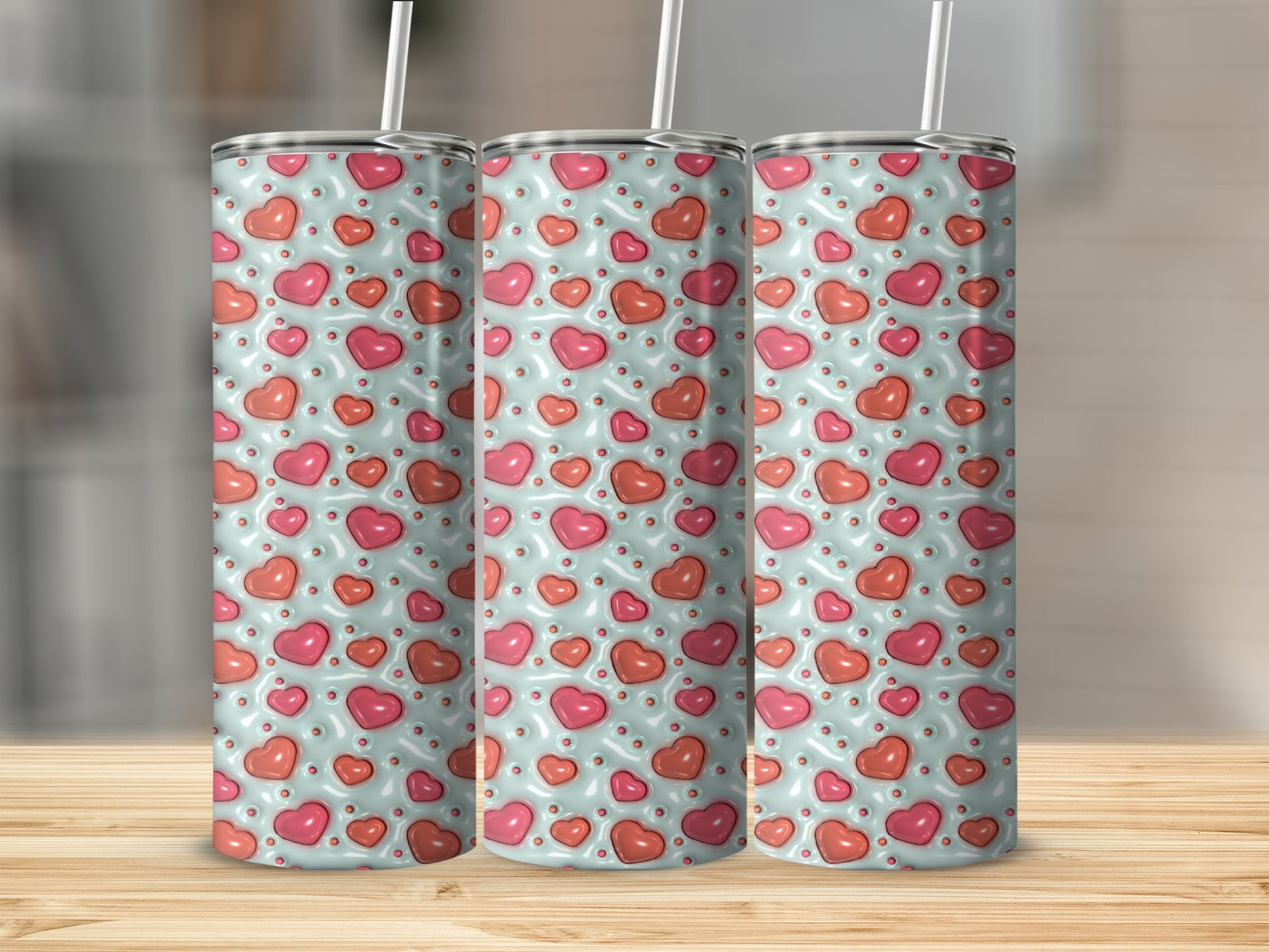 Sweet Heart Patterned Tumbler for Valentine's Day Gift