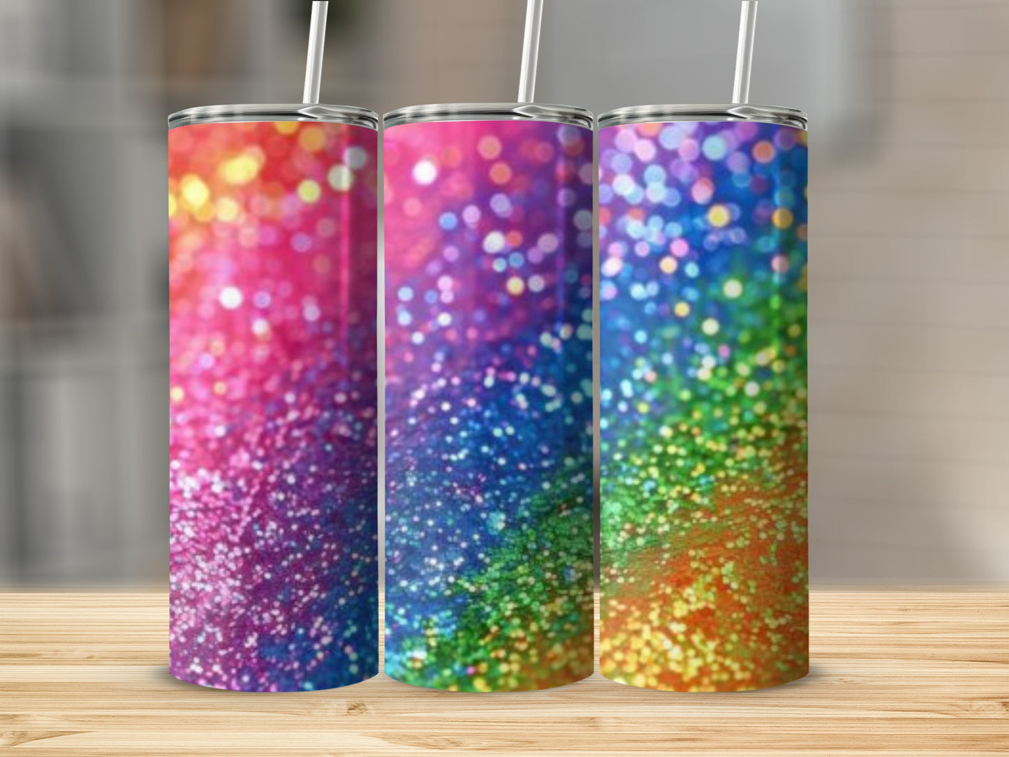 Colorful Glittery Design Tumbler Perfect for Any Beverage