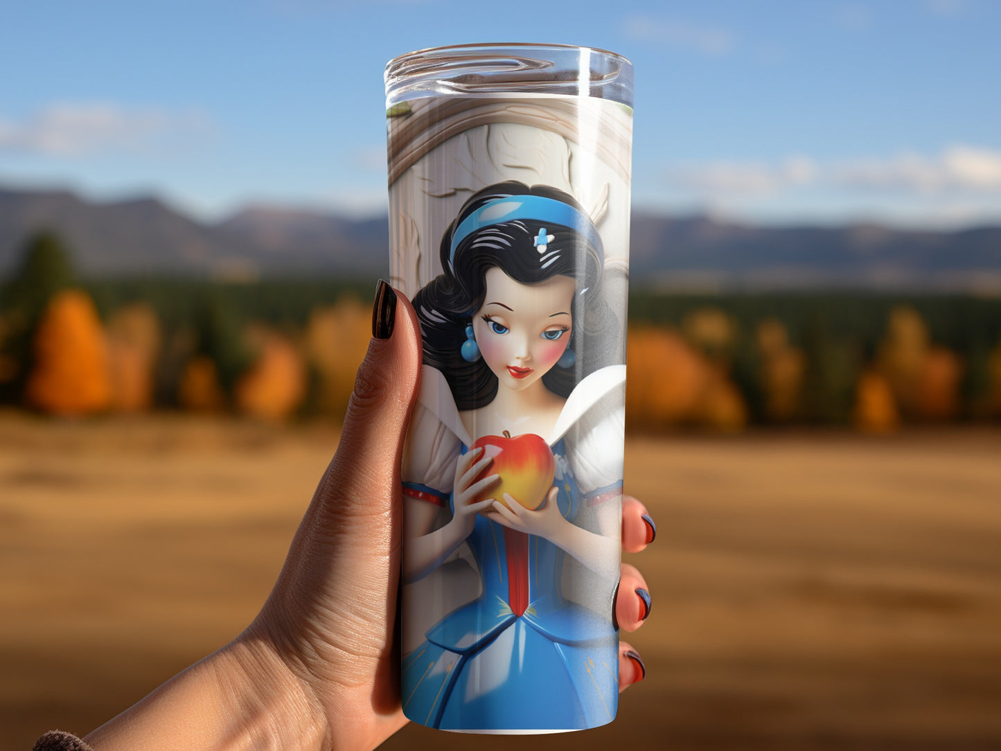 Hand Painted Snow White Themed Tumbler Cup