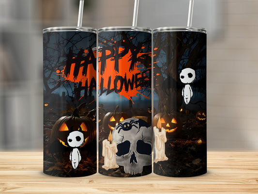 Happy Halloween Skull Ghost Jack O Lantern Tumbler