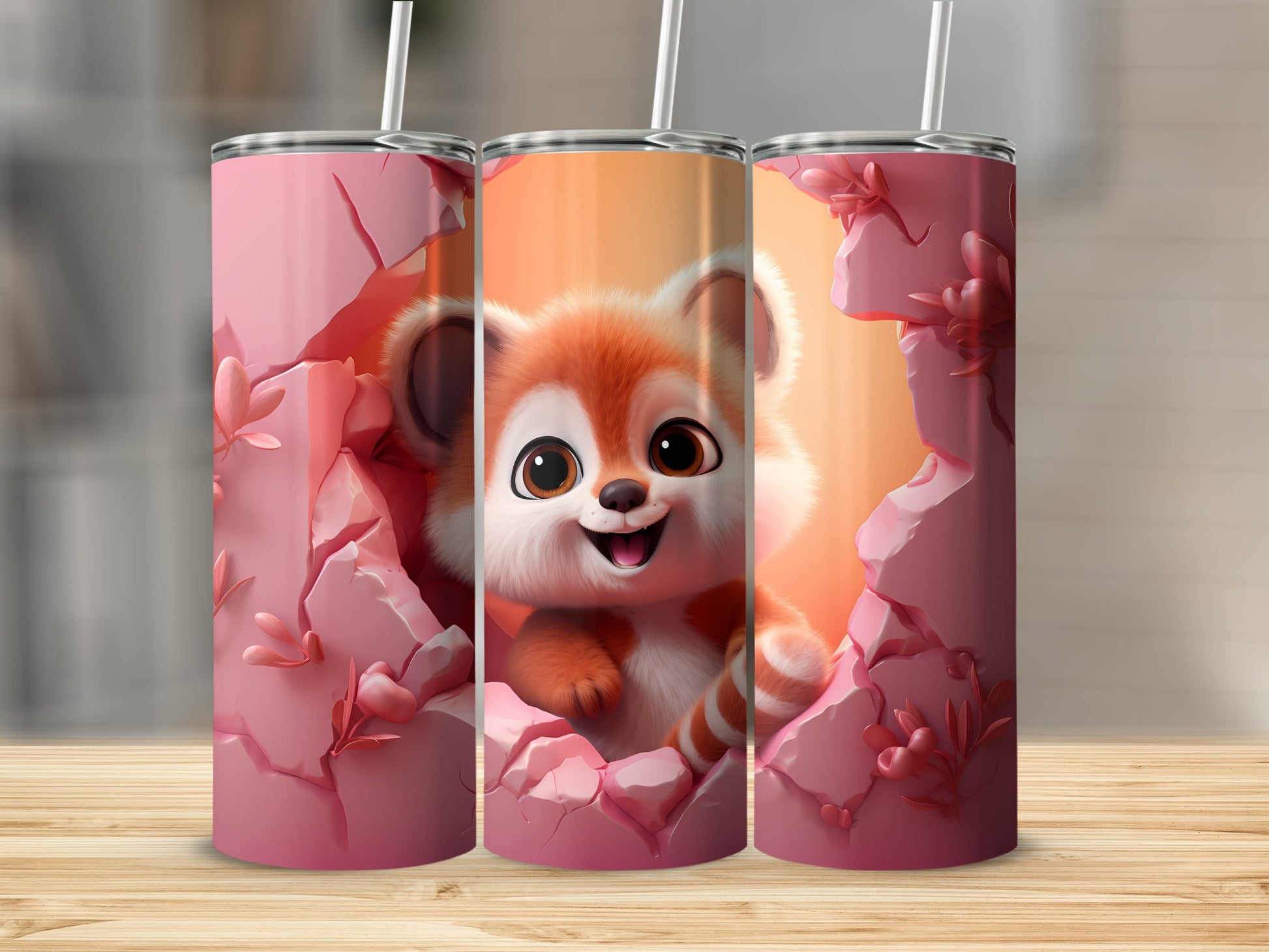 Cute Animal Breaking Through Wall Design Tumbler