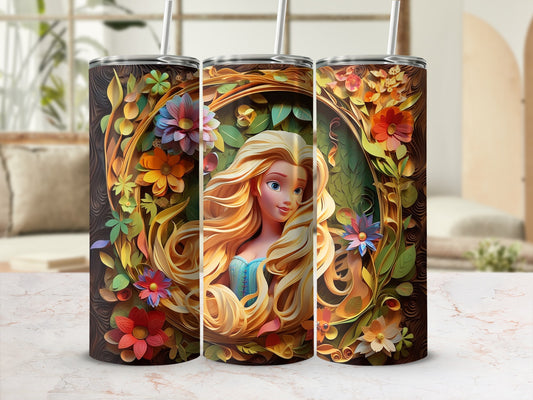 Beautiful Princess With Floral Design Tumbler Product