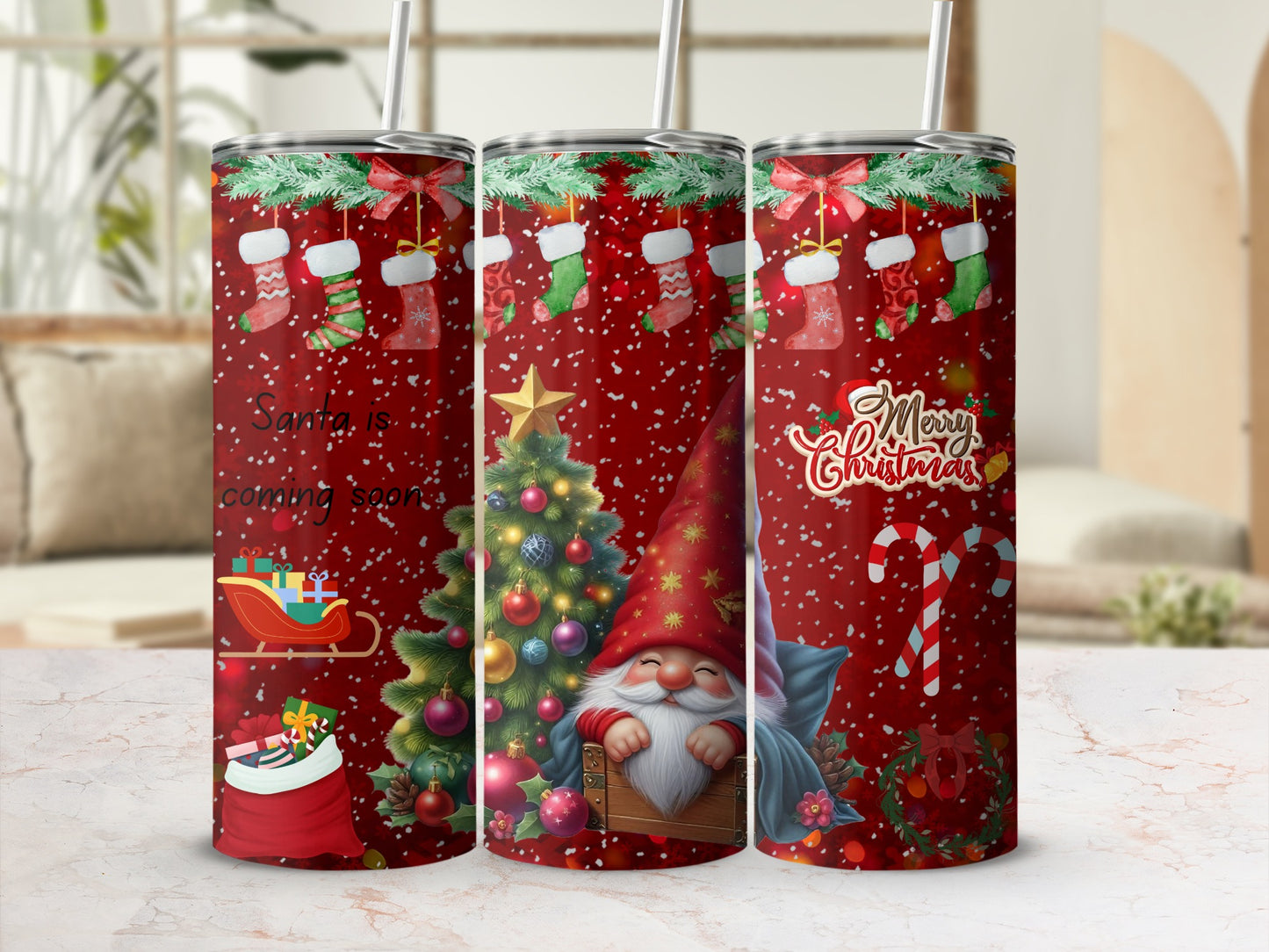 Merry Christmas Santa Claus Holiday Tumbler Drinkware