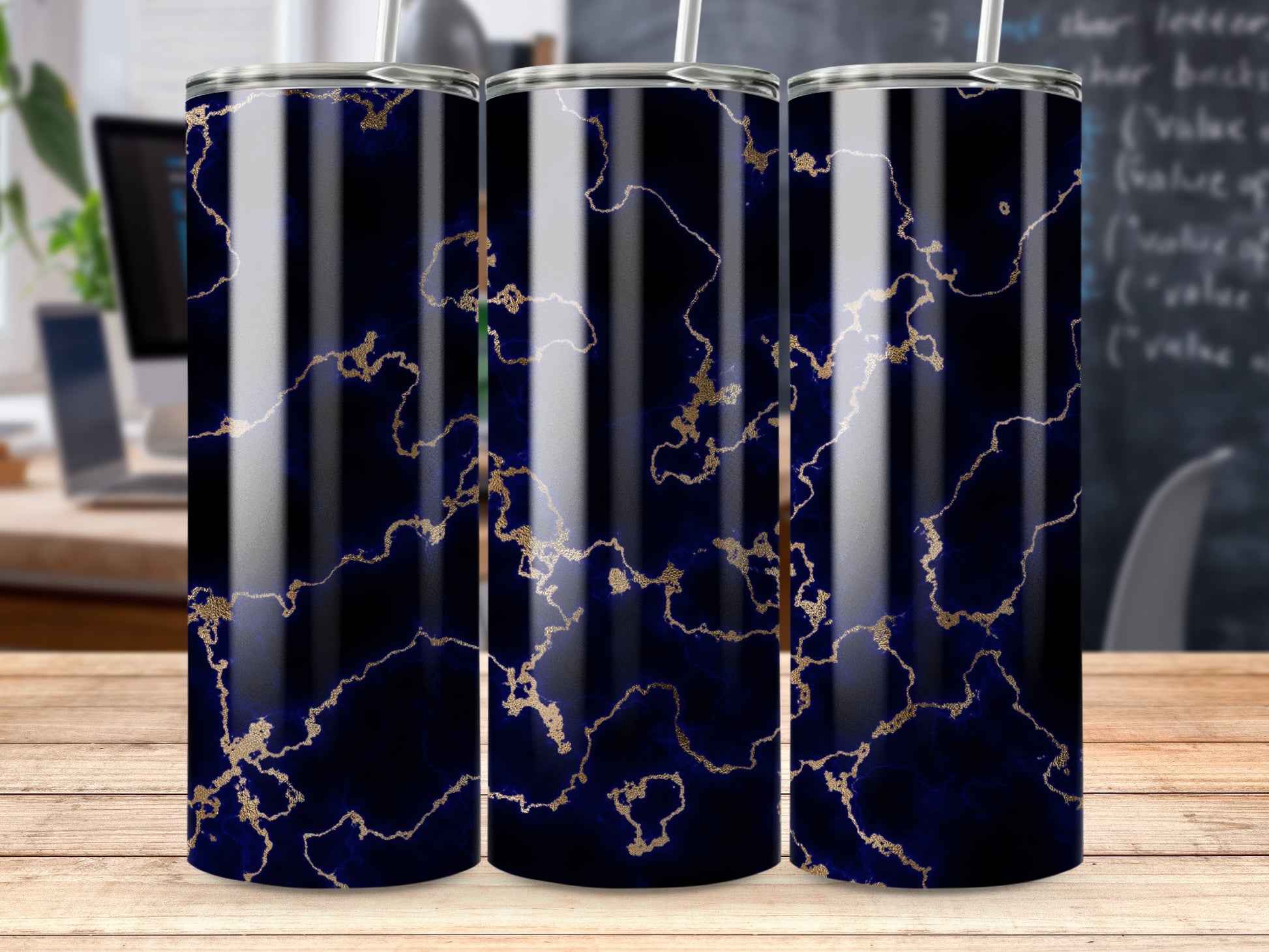 Dark Blue Gold Marble Pattern Tumbler product type