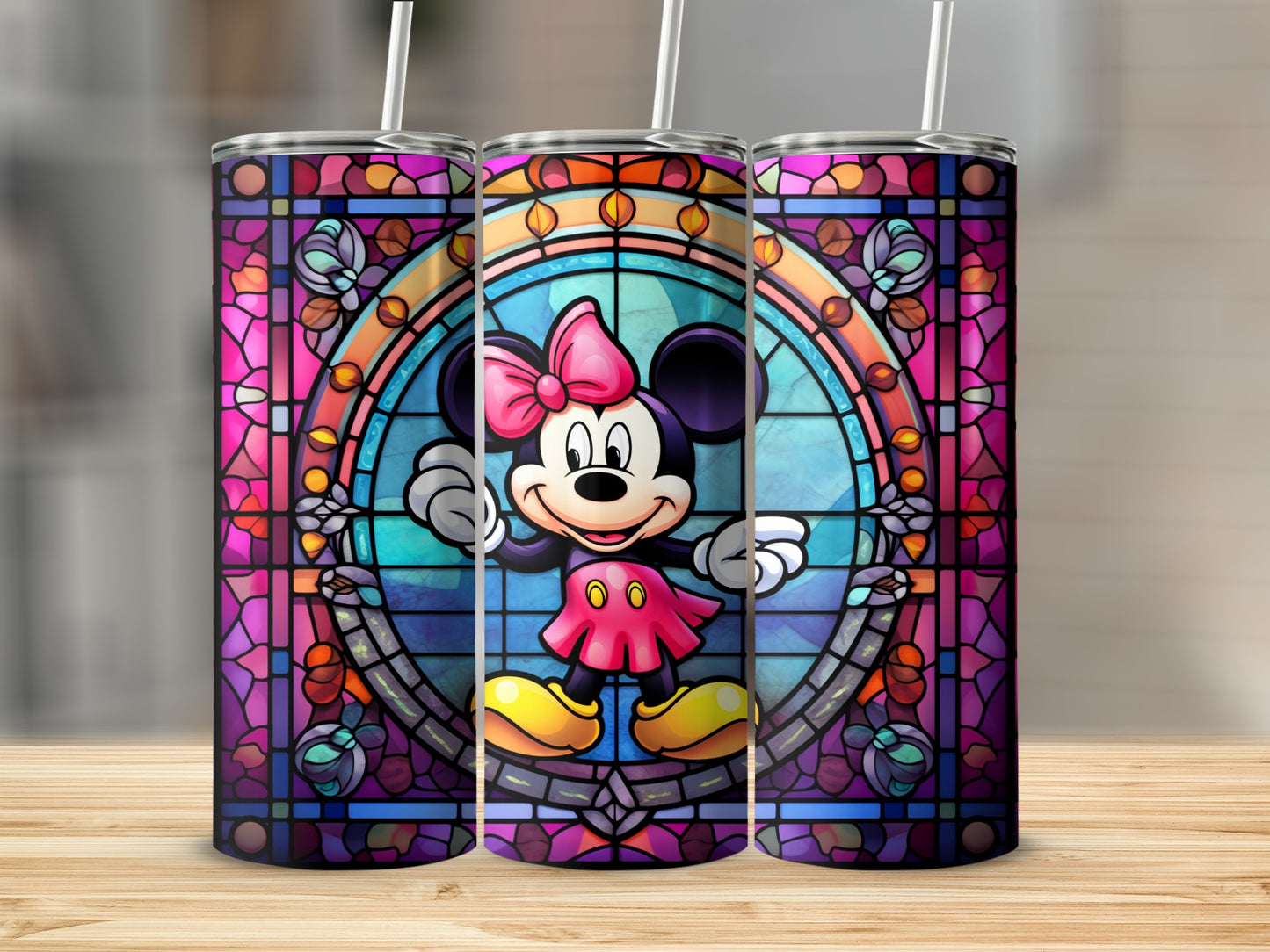 Stained Glass Window Design Cartoon Character Tumbler