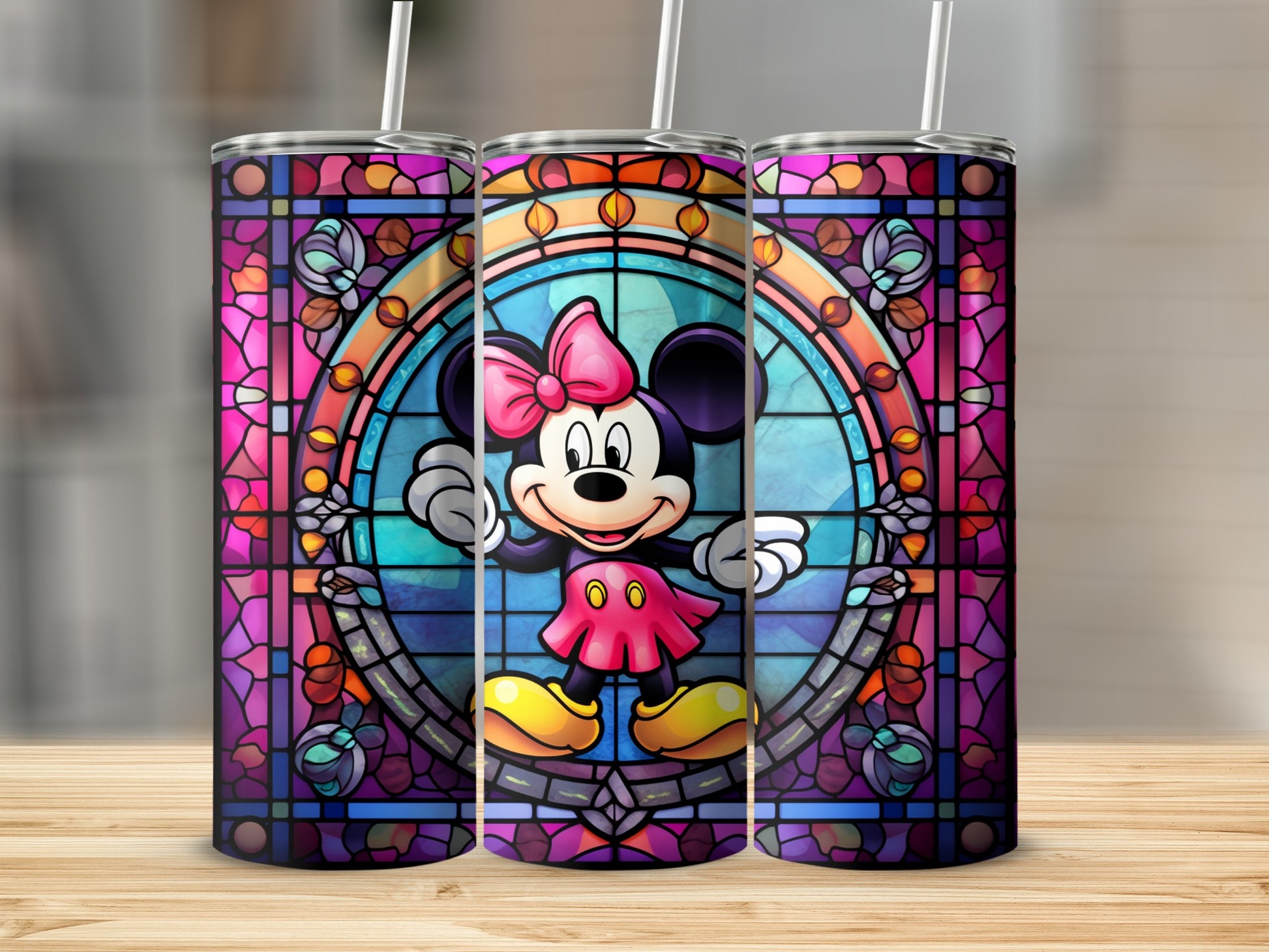 Stained Glass Window Design Cartoon Character Tumbler