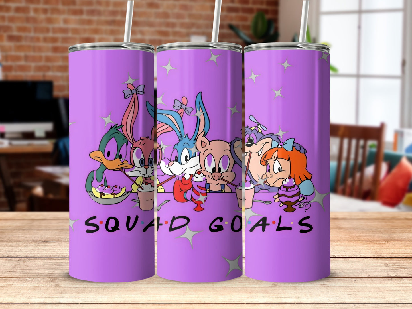 Squad Goals Cartoon Characters Purple Tumbler