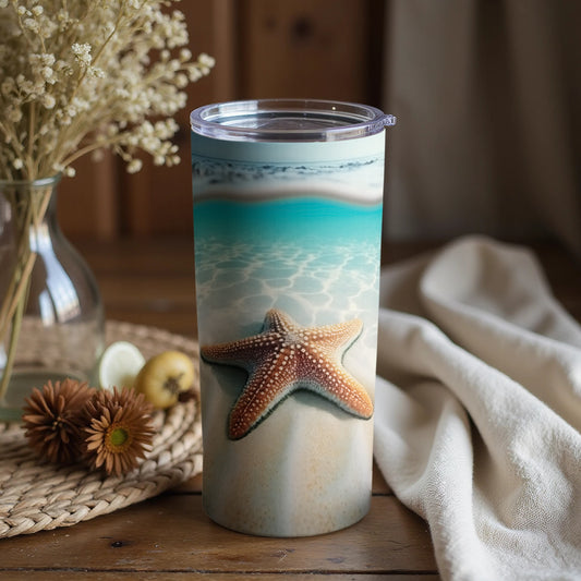 Starfish on Sand Beach Themed Tumbler product