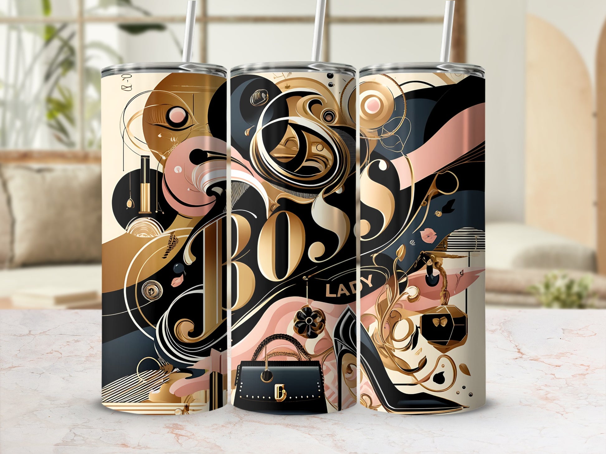 Boss Lady Graphic Designer Tumbler with Straw