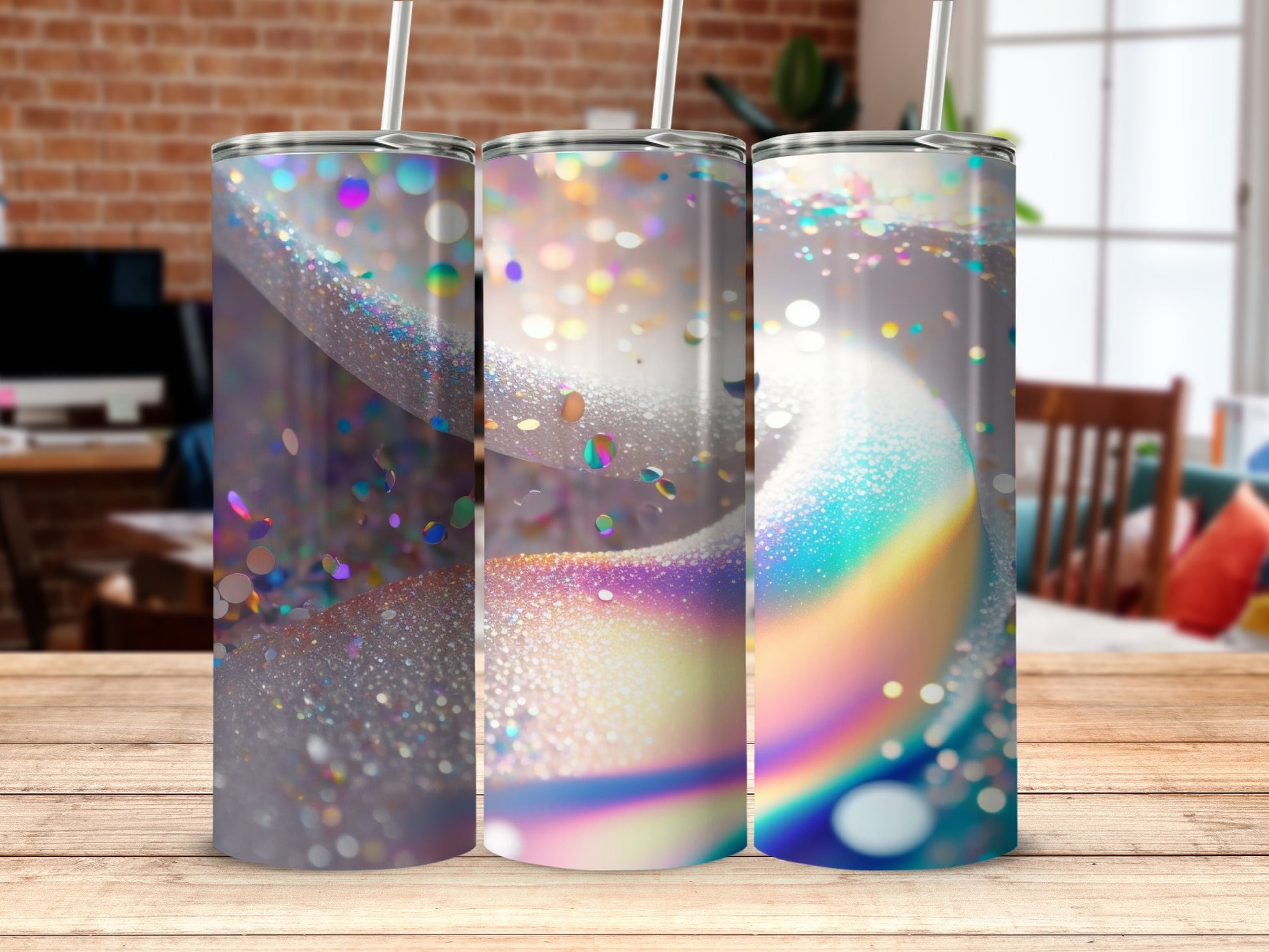 Holographic Sparkle Swirl Tumbler for Stylish Drinkware