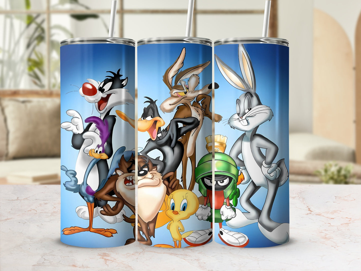 Looney Tunes Characters Tumbler with Stainless Steel Straw