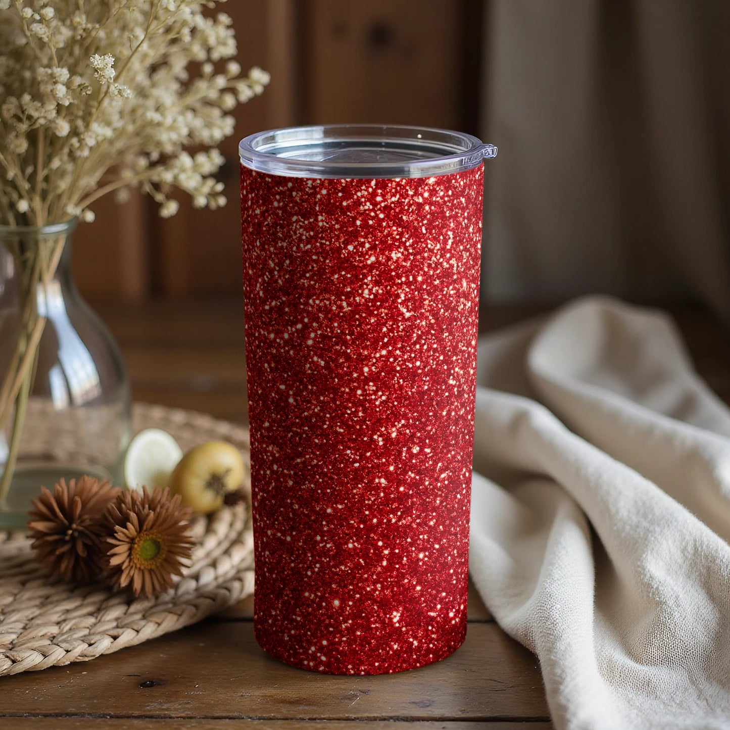 Sparkling red glitter tumbler perfect for your drinks