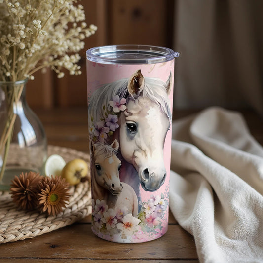 Beautiful Floral Horse Tumbler Design for All Ages