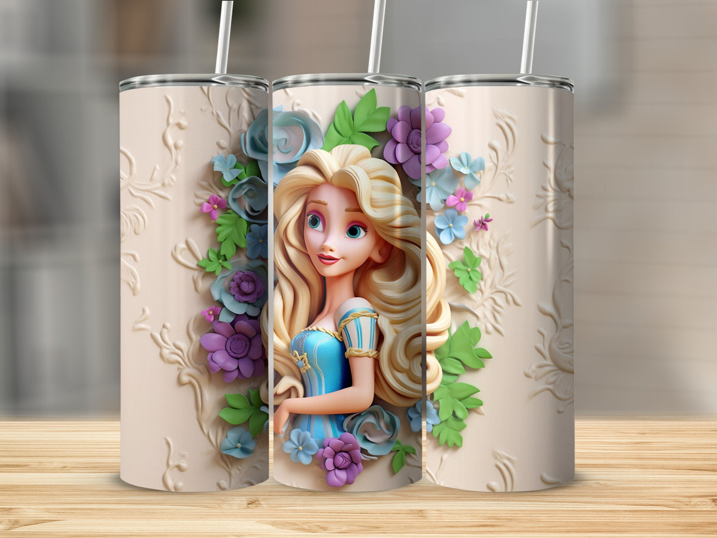 Enchanting Princess Floral Design Tumbler Product