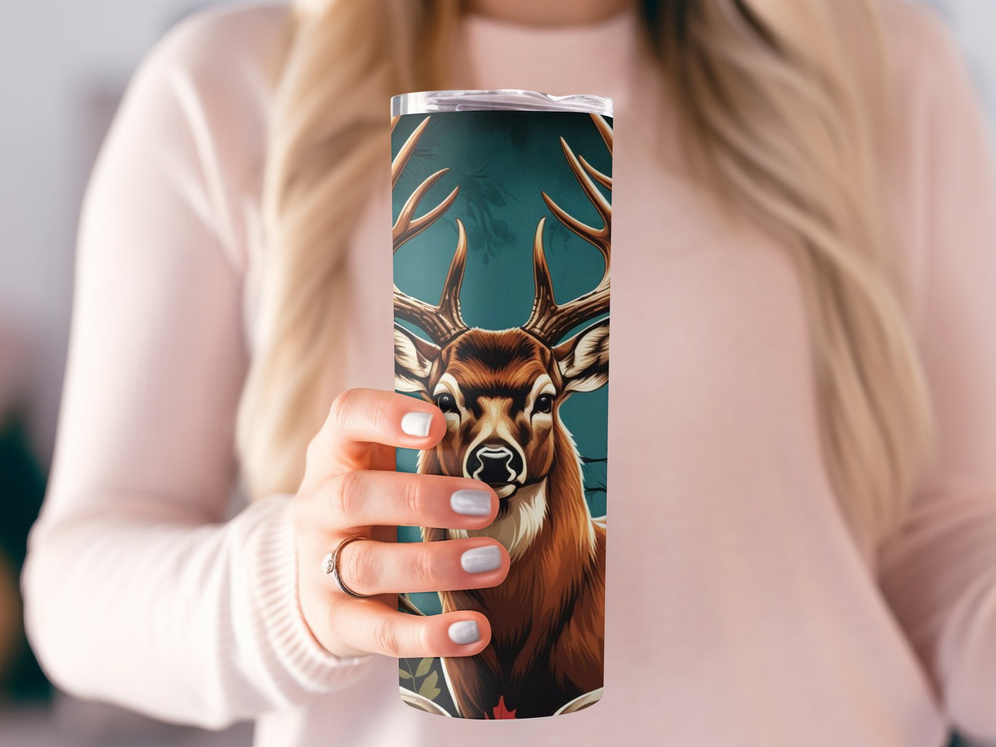Deer Art Insulated Tumbler for Outdoor Enthusiasts