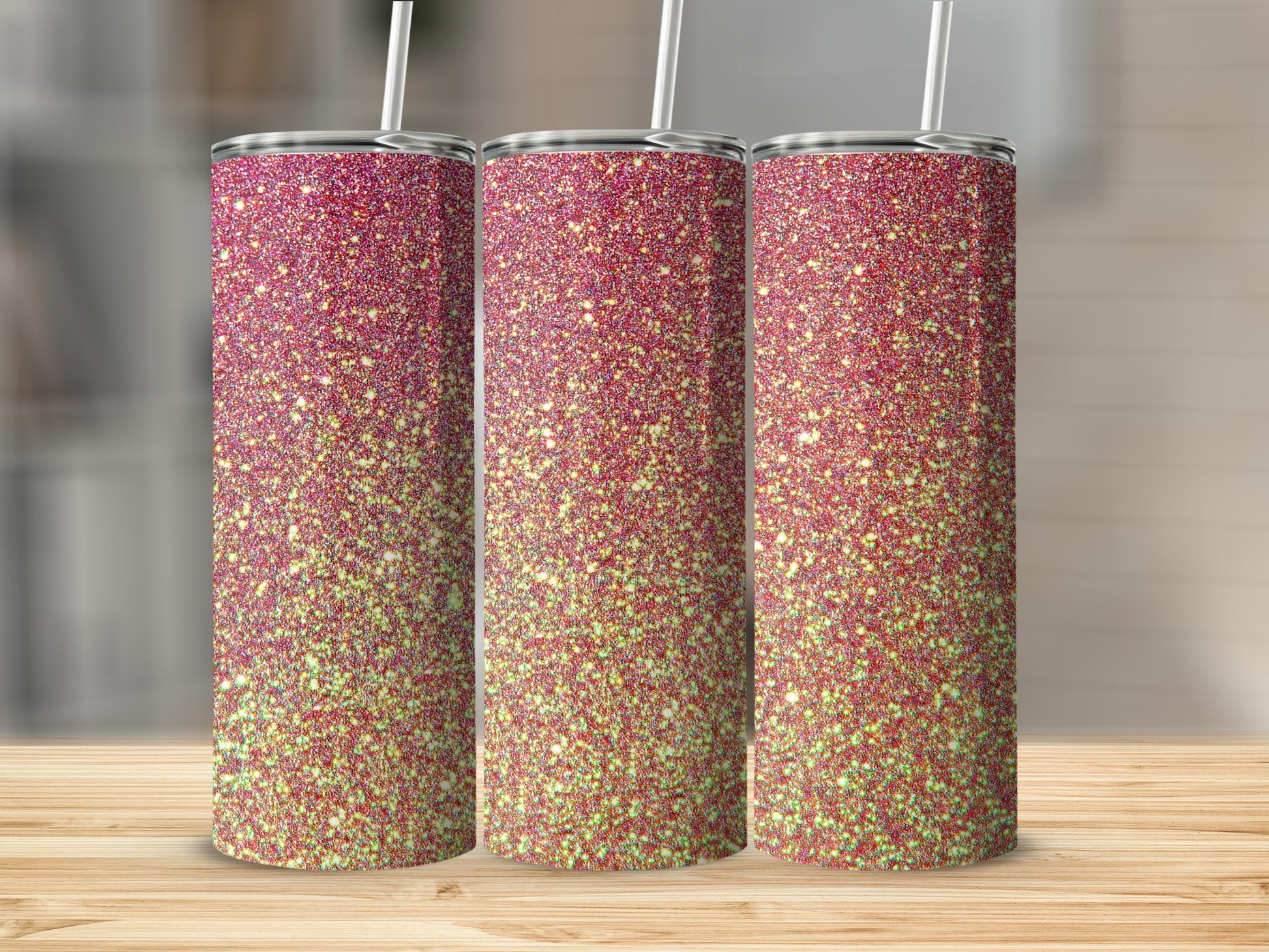 Glittery Pink and Yellow Sparkle Tumblers Product