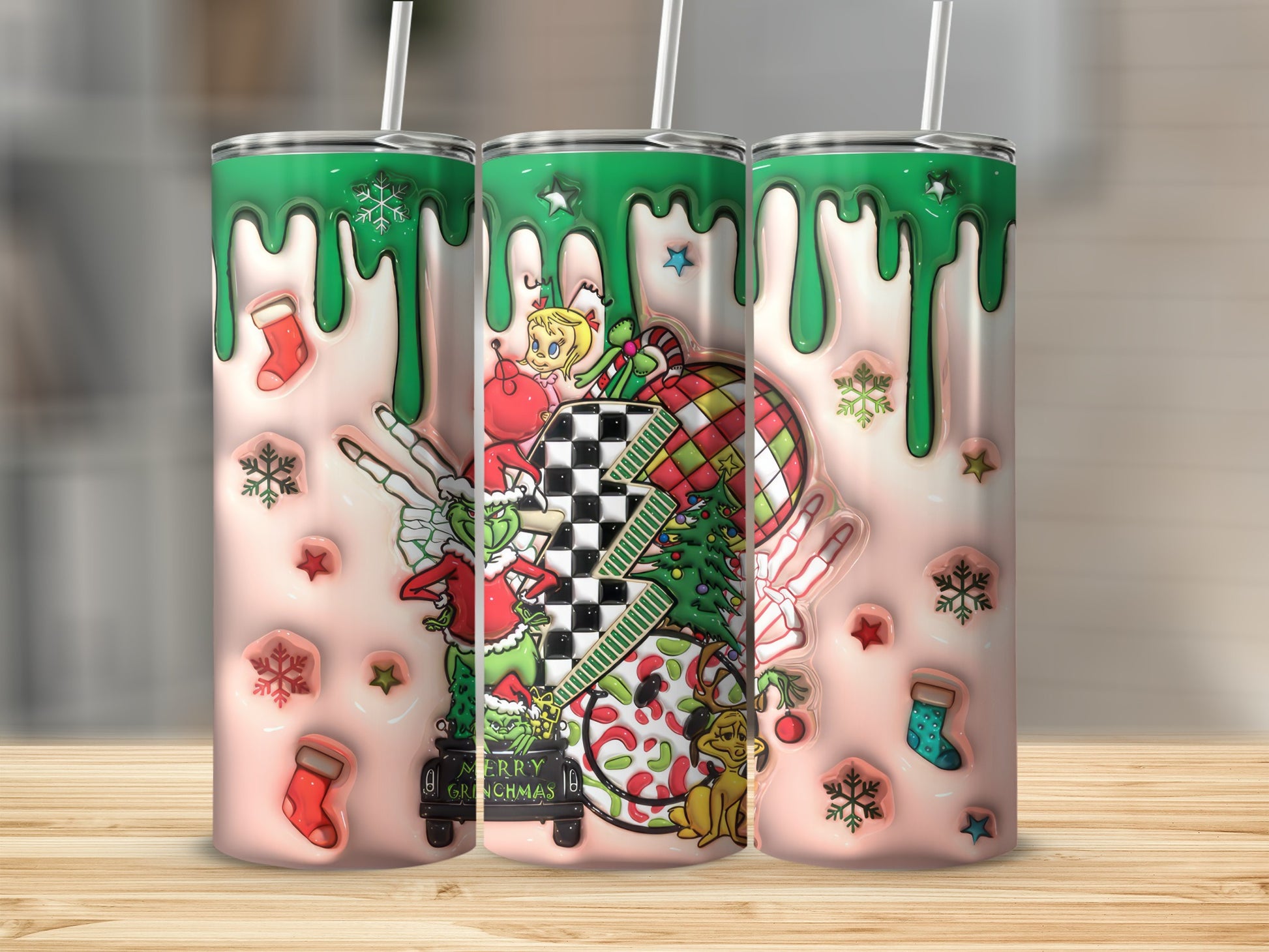 Festive Christmas Grinch and Cindy Lou Tumbler Cup