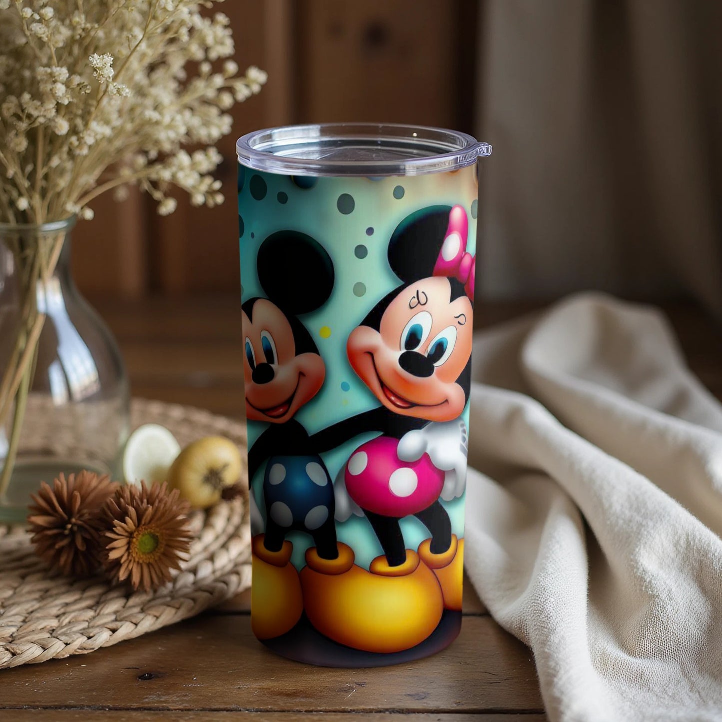 Mickey and Minnie Mouse Art Tumbler for Fans