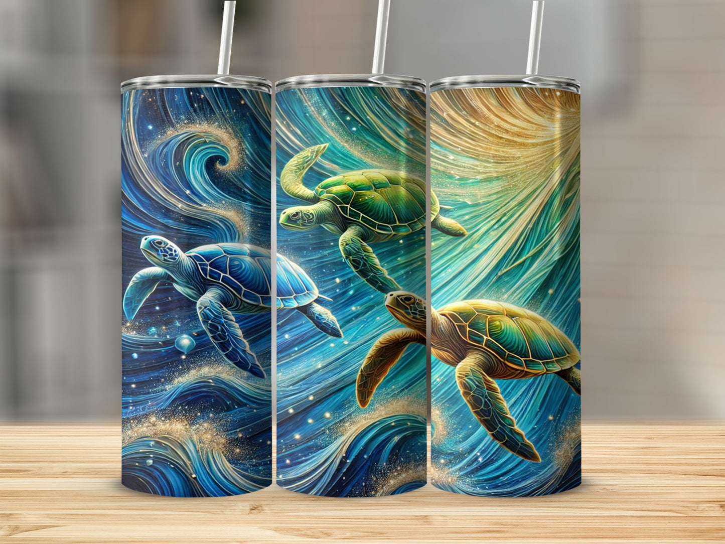 Stunning Sea Turtle Art Design Insulated Tumbler Cup