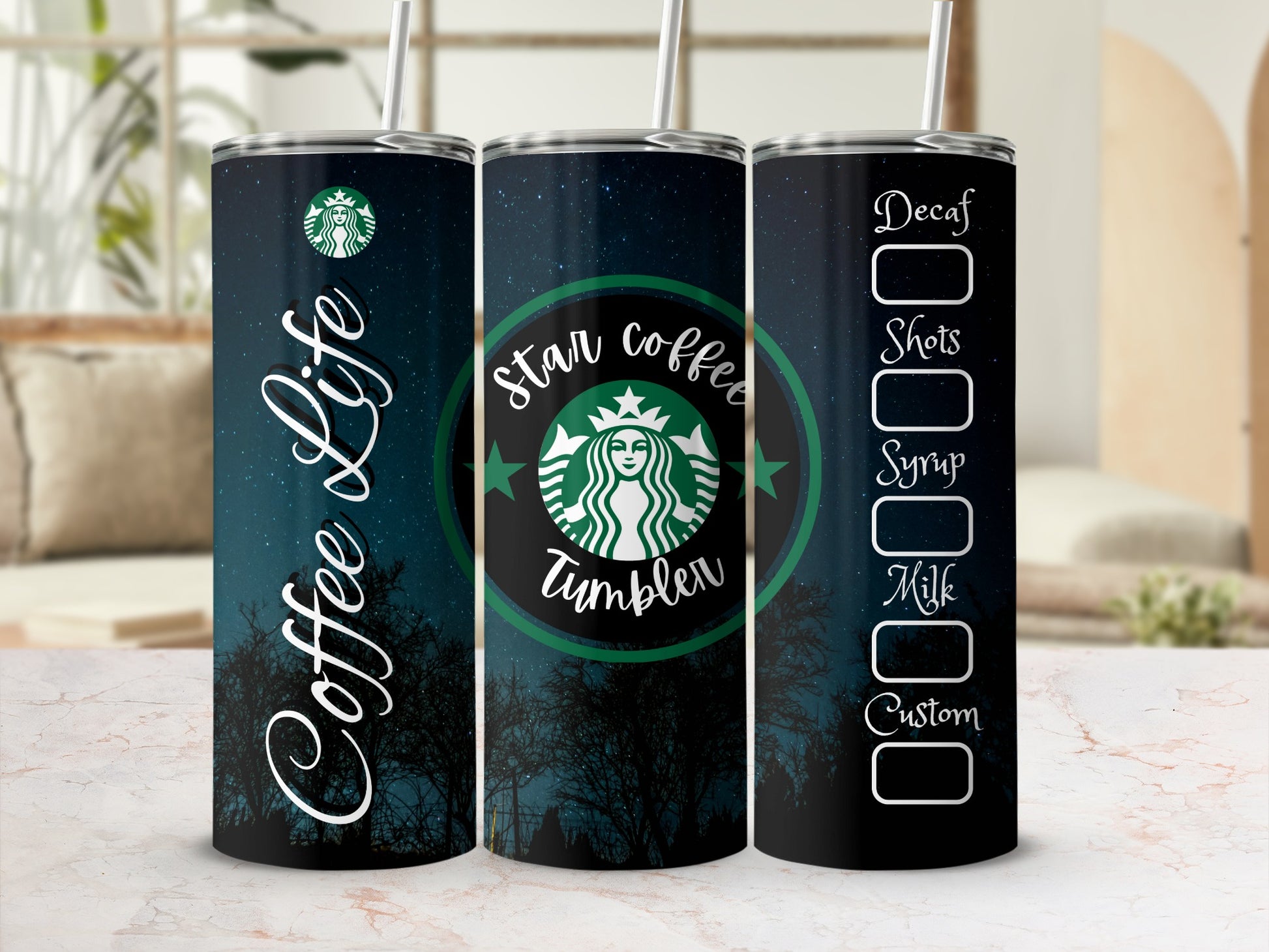 Coffee Life Star Coffee Tumbler with Checklist