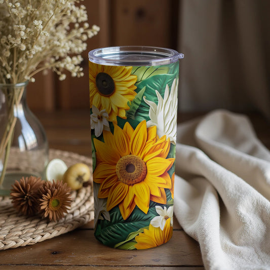Vibrant Sunflower Design Insulated Travel Tumbler