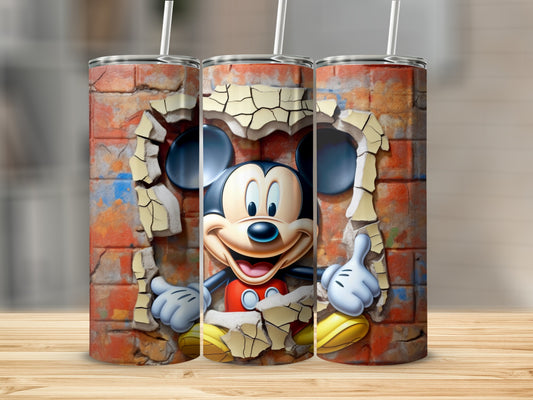 Mickey Mouse Tumblers with Brick Wall Design