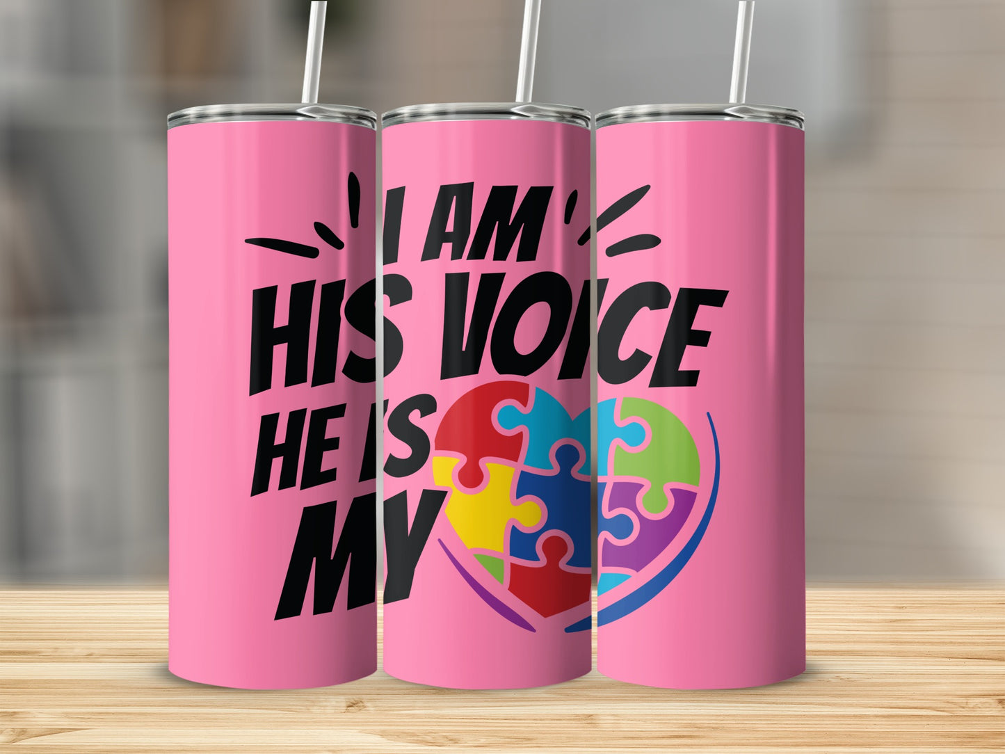 I Am His Voice He Is My Heart Puzzle Tumbler