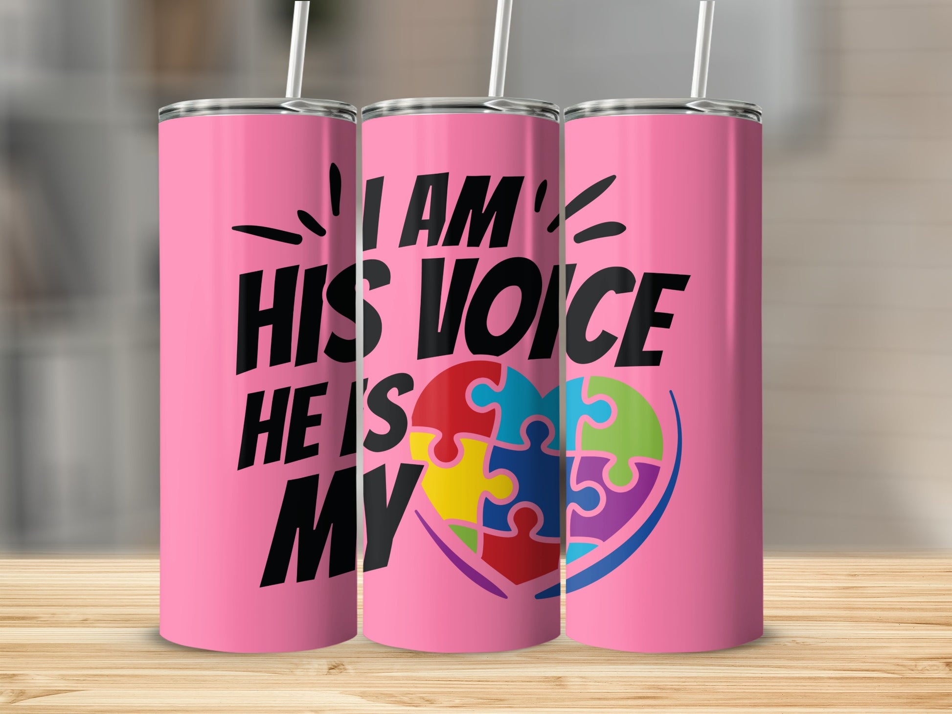 I Am His Voice He Is My Heart Puzzle Tumbler