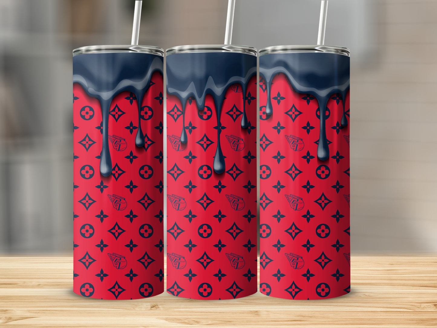 Cleveland Baseball Dripping Pattern Design Unique Tumblers