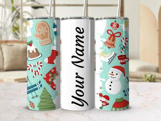 Personalized Christmas Themed Insulated Tumbler