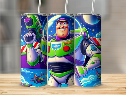 Colorful Buzz Lightyear Tumbler With Straw 20oz Cup
