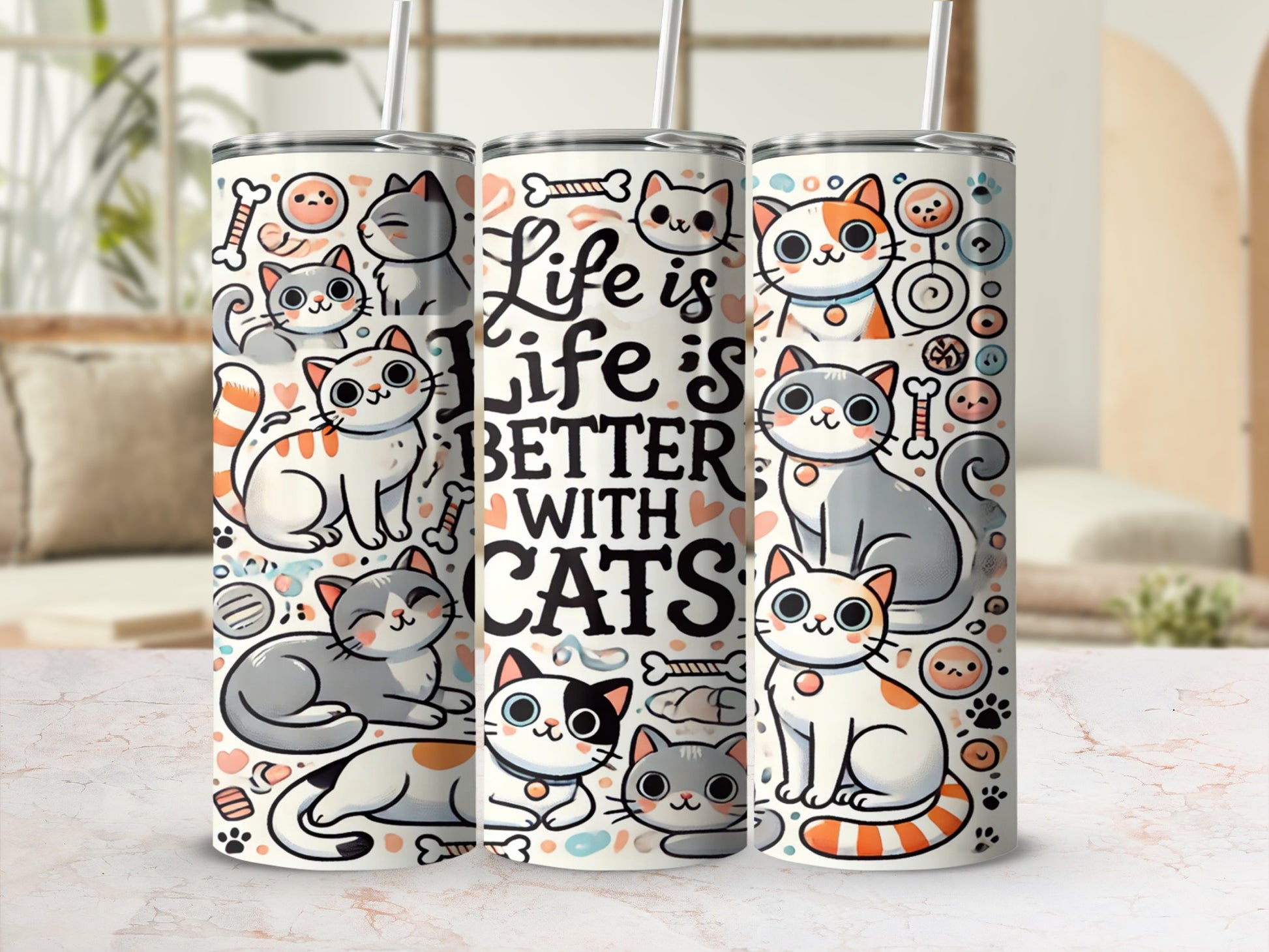 Life is Better with Cats Decorative Tumbler Cup