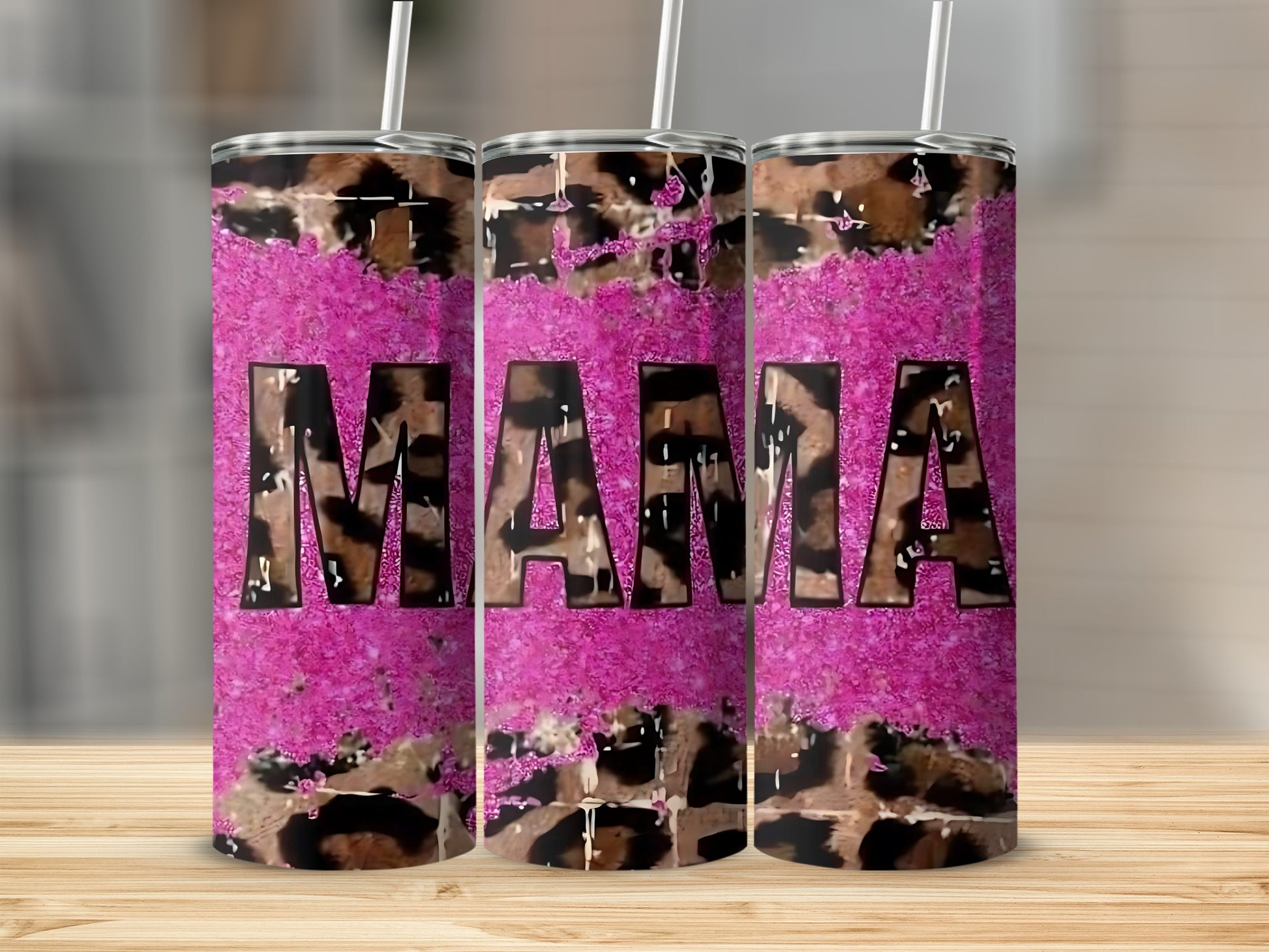 Mama Leopard Print Design Tumbler for Trendy Moms
